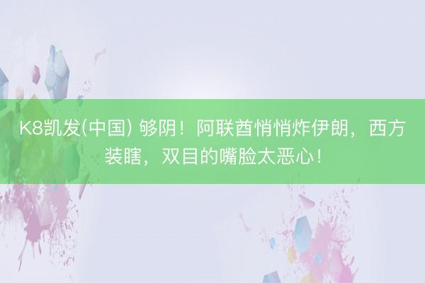 K8凯发(中国) 够阴！阿联酋悄悄炸伊朗，西方装瞎，双目的嘴脸太恶心！