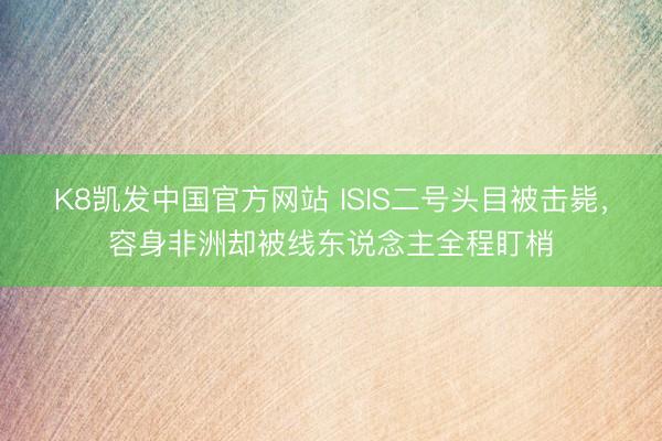 K8凯发中国官方网站 ISIS二号头目被击毙，容身非洲却被线东说念主全程盯梢