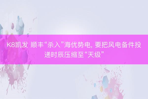 K8凯发 顺丰“杀入”海优势电， 要把风电备件投递时辰压缩至“天级”