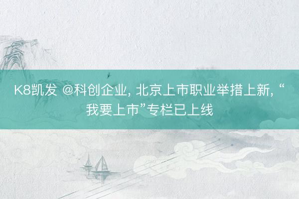 K8凯发 @科创企业， 北京上市职业举措上新， “我要上市”专栏已上线
