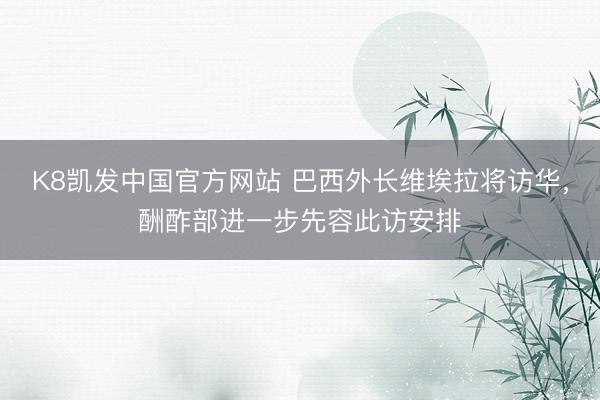 K8凯发中国官方网站 巴西外长维埃拉将访华，酬酢部进一步先容此访安排