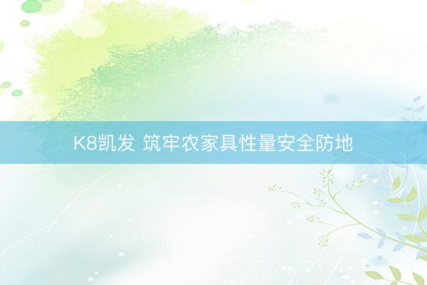 K8凯发 筑牢农家具性量安全防地