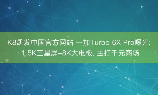 K8凯发中国官方网站 一加Turbo 6X Pro曝光: 1.5K三星屏+8K大电板， 主打千元商场