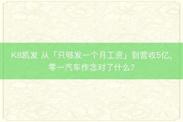 K8凯发 从「只够发一个月工资」到营收5亿,零一汽车作念对了什么?