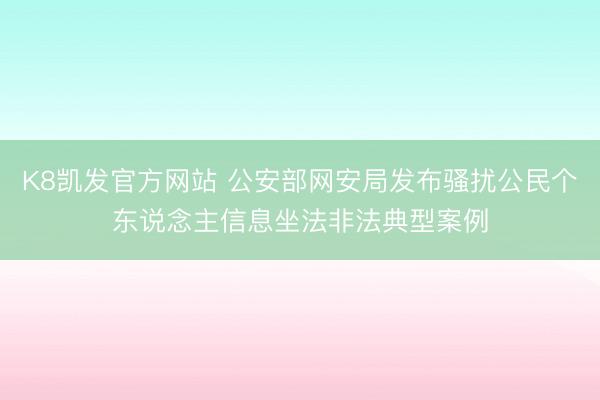 K8凯发官方网站 公安部网安局发布骚扰公民个东说念主信息坐法非法典型案例
