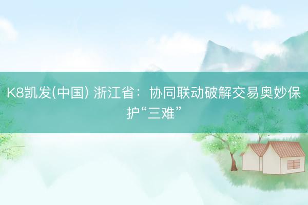 K8凯发(中国) 浙江省:协同联动破解交易奥妙保护“三难”